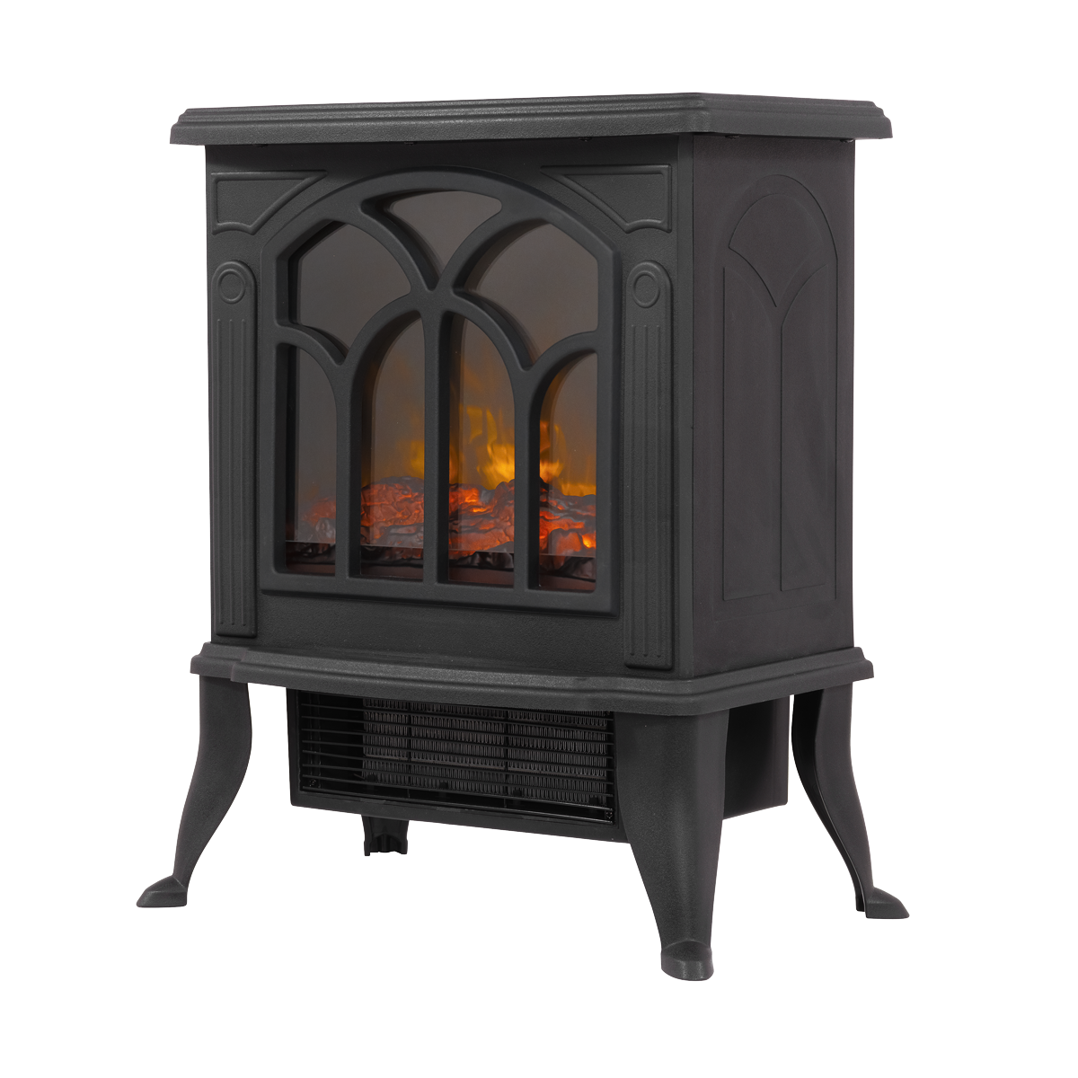 Electric Stove Heater Fireplace with LED Log Flame Effect 1800W – Black DH121