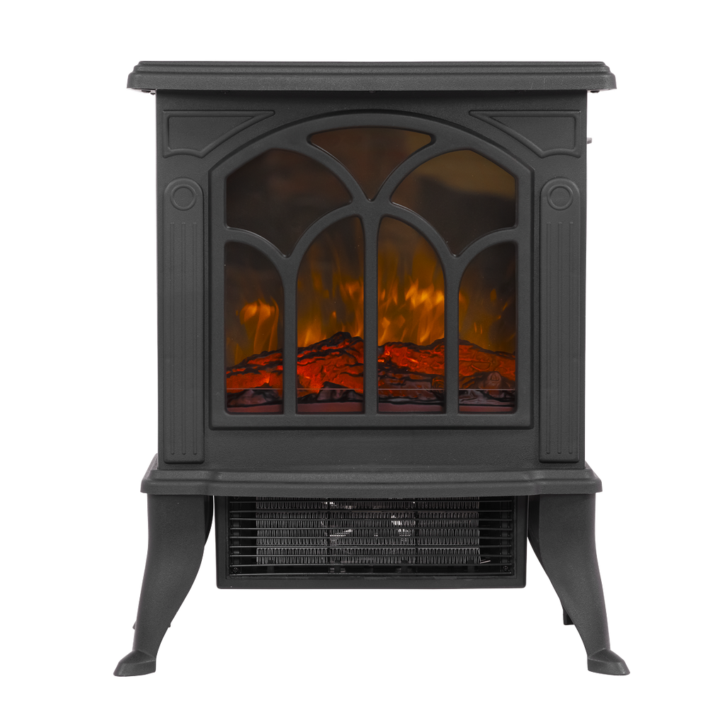 Electric Stove Heater Fireplace with LED Log Flame Effect 1800W – Black DH121