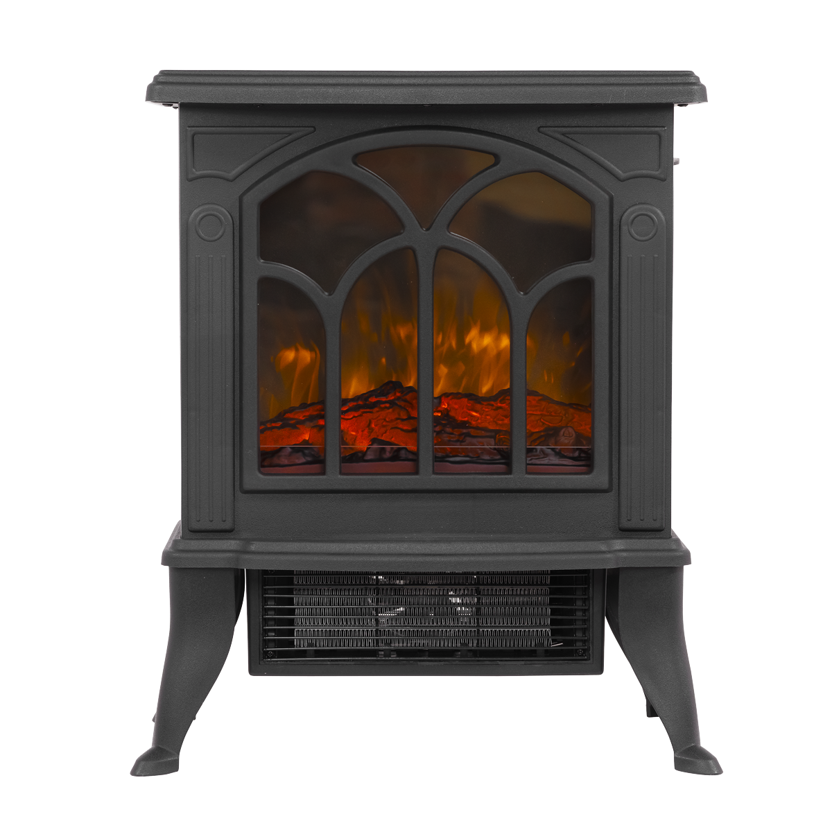 Electric Stove Heater Fireplace with LED Log Flame Effect 1800W – Black DH121