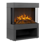 Electric Stove Heater Fireplace with LED Log Flame Effect & Wood Storage 1800W – Black DH122