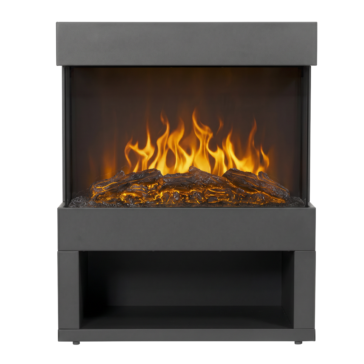 Electric Stove Heater Fireplace with LED Log Flame Effect & Wood Storage 1800W – Black DH122