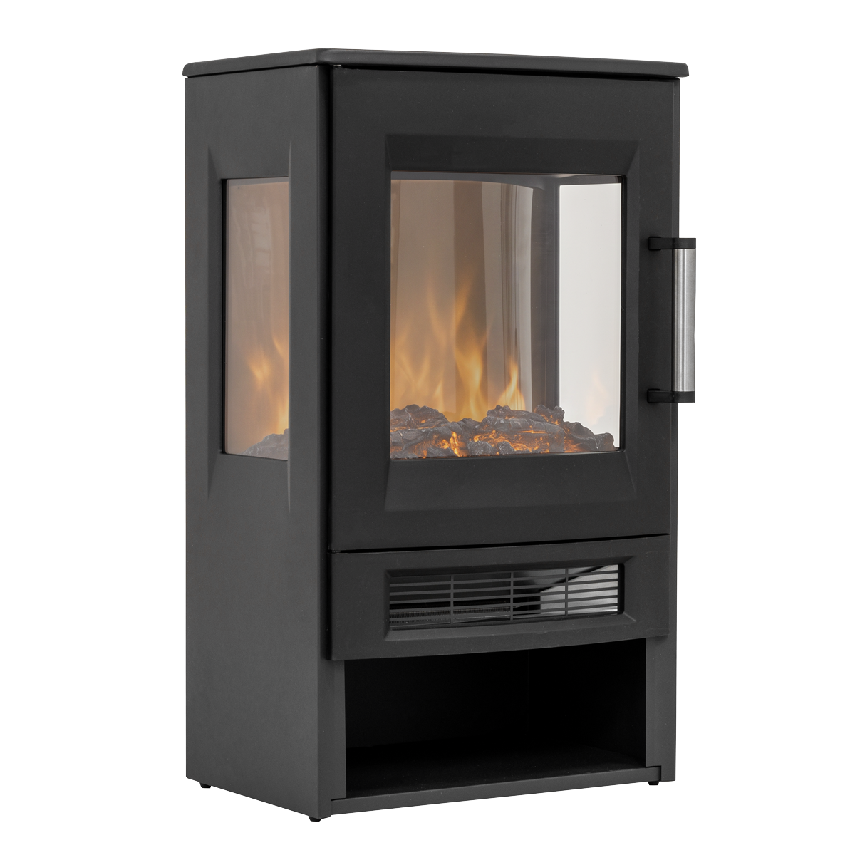 Electric Panoramic Stove Heater with LED Flame Effect & Log Storage 1800W - Black DH123