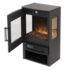 Electric Panoramic Stove Heater with LED Flame Effect & Log Storage 1800W - Black DH123