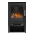Electric Panoramic Stove Heater with LED Flame Effect & Log Storage 1800W - Black DH123