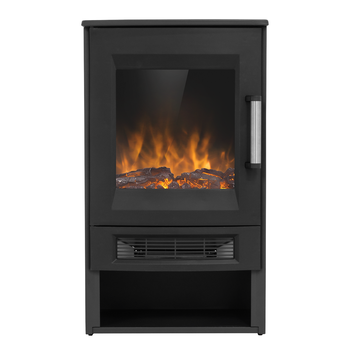 Electric Panoramic Stove Heater with LED Flame Effect & Log Storage 1800W - Black DH123