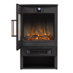 Electric Panoramic Stove Heater with LED Flame Effect & Log Storage 1800W - Black DH123