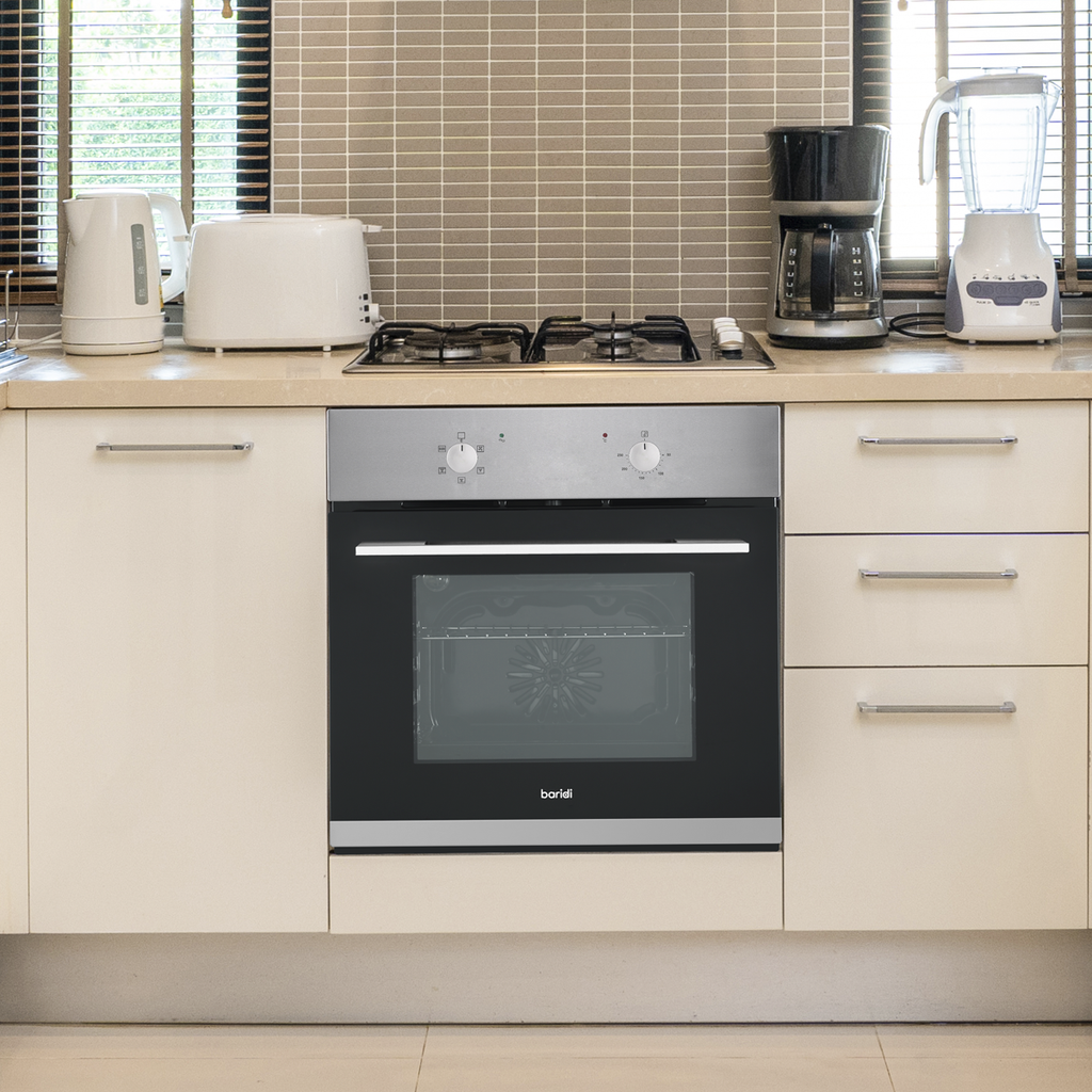 Integrated Fan-Assisted Electric Oven 60cm 55L Capacity - Black/Stainless Steel DH125