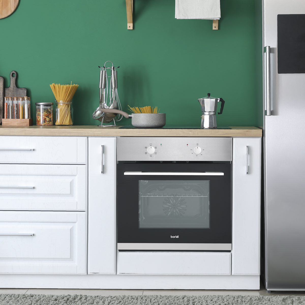 Integrated Fan-Assisted Electric Oven 60cm 55L Capacity - Black/Stainless Steel DH125