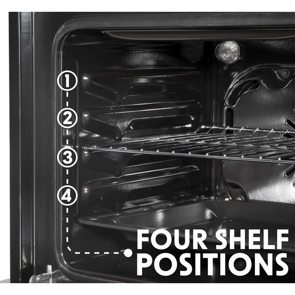 Integrated Fan-Assisted Electric Oven 60cm 55L Capacity - Black/Stainless Steel DH125