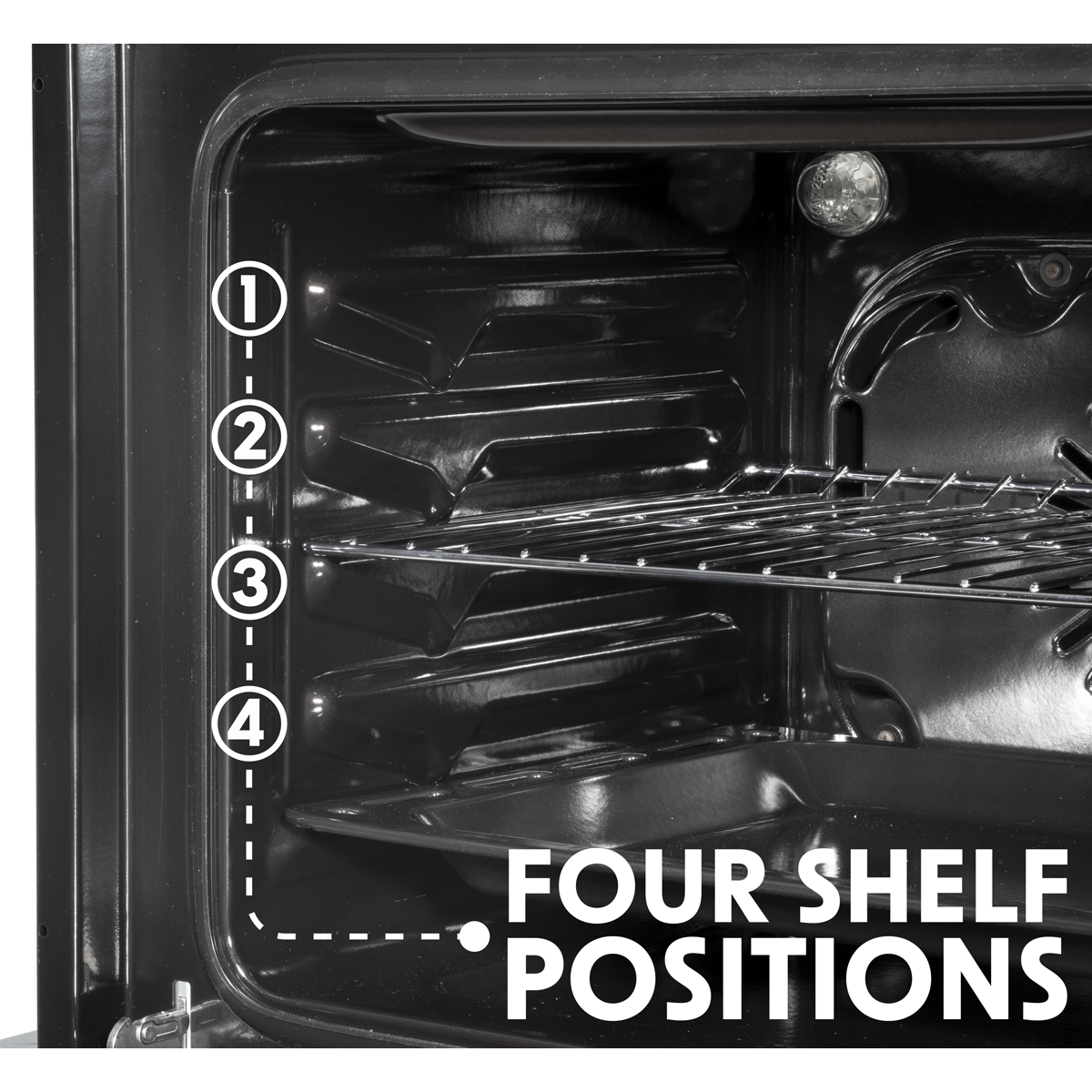 Integrated Fan-Assisted Electric Oven 60cm 55L Capacity - Black/Stainless Steel DH125
