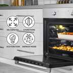 Integrated Fan-Assisted Electric Oven 60cm 55L Capacity - Black/Stainless Steel DH125