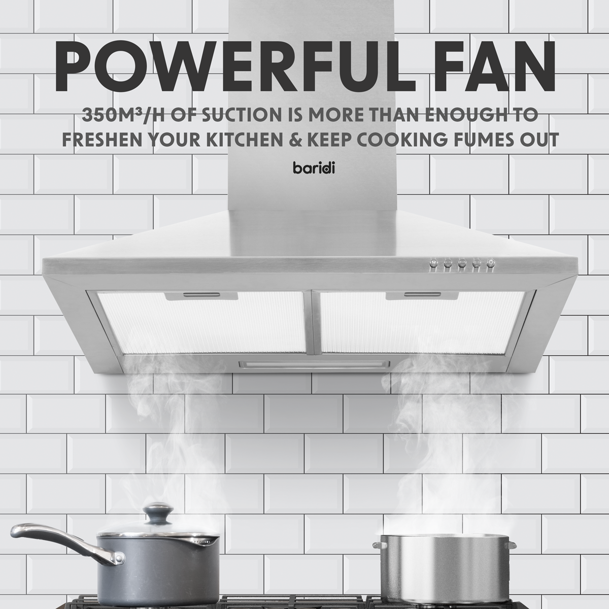 Cooker Hood with Carbon Filters 60cm - Stainless Steel DH126