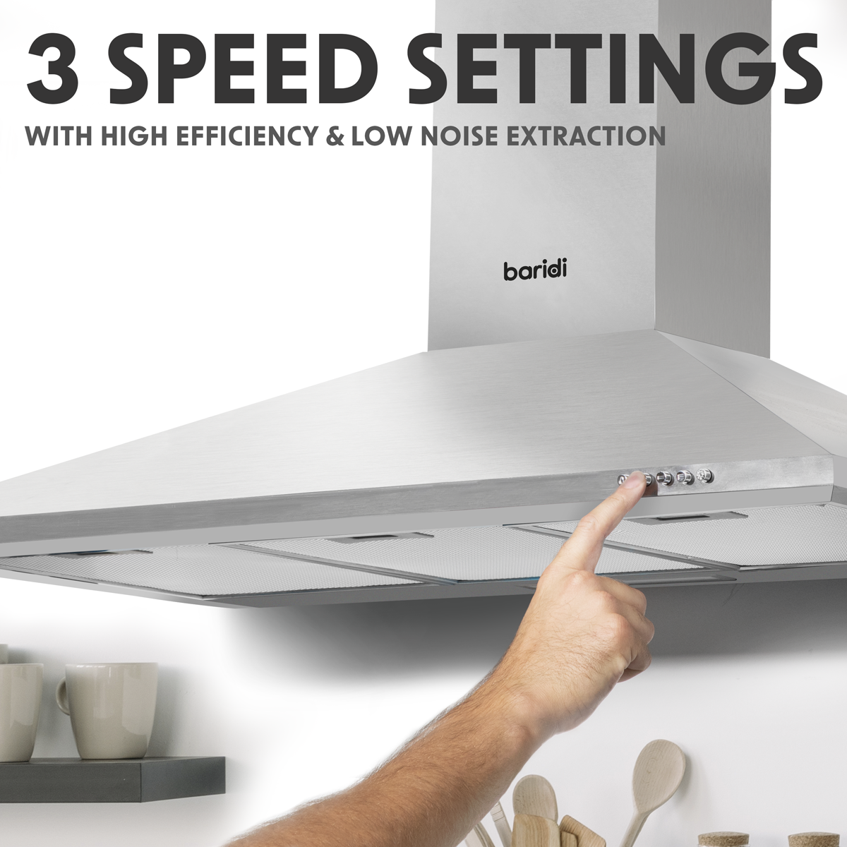 Cooker Hood with Carbon Filters 90cm - Stainless Steel DH127