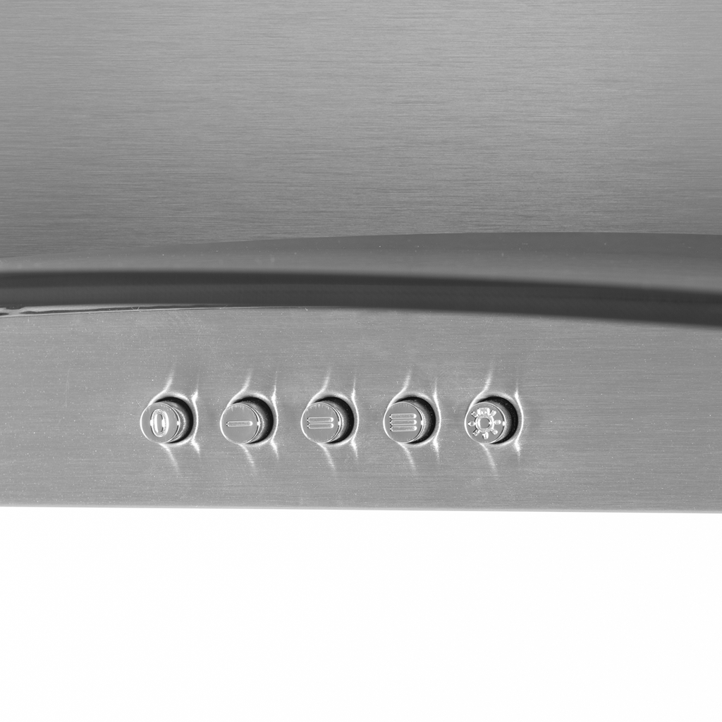 Curved Glass Cooker Hood with Carbon Filters & LED Lights 60cm - Stainless Steel DH128