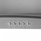 Curved Glass Cooker Hood with Carbon Filters & LED Lights 60cm - Stainless Steel DH128