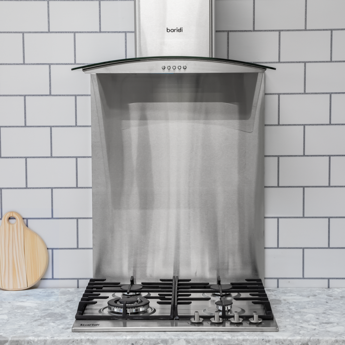 Curved Glass Cooker Hood with Carbon Filters & LED Lights 60cm - Stainless Steel DH128