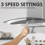 Curved Glass Cooker Hood with Carbon Filters & LED Lights 60cm - Stainless Steel DH128
