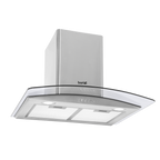 Curved Glass Cooker Hood with Carbon Filters & LED Lights 60cm - Stainless Steel DH128