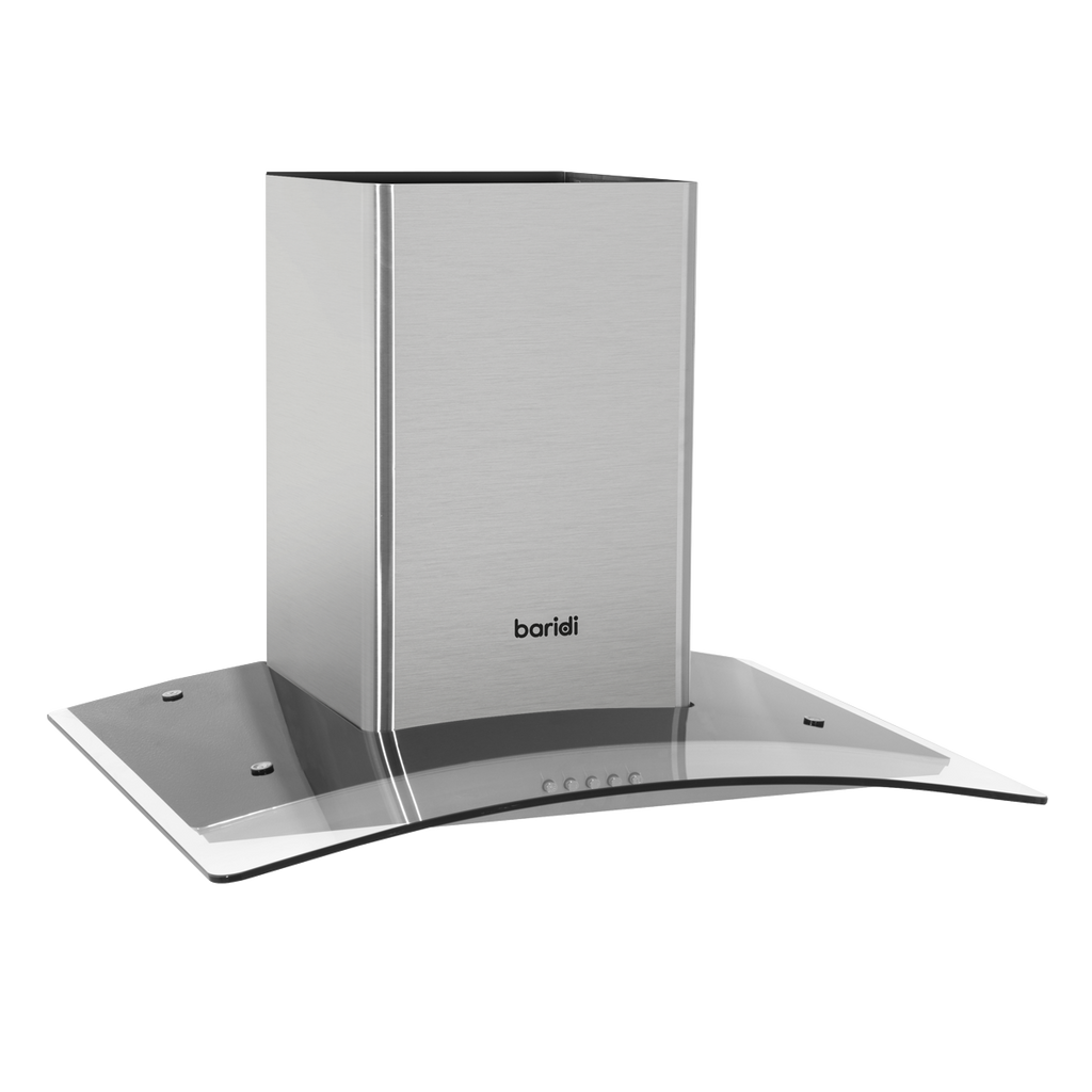 Curved Glass Cooker Hood with Carbon Filters & LED Lights 60cm - Stainless Steel DH128