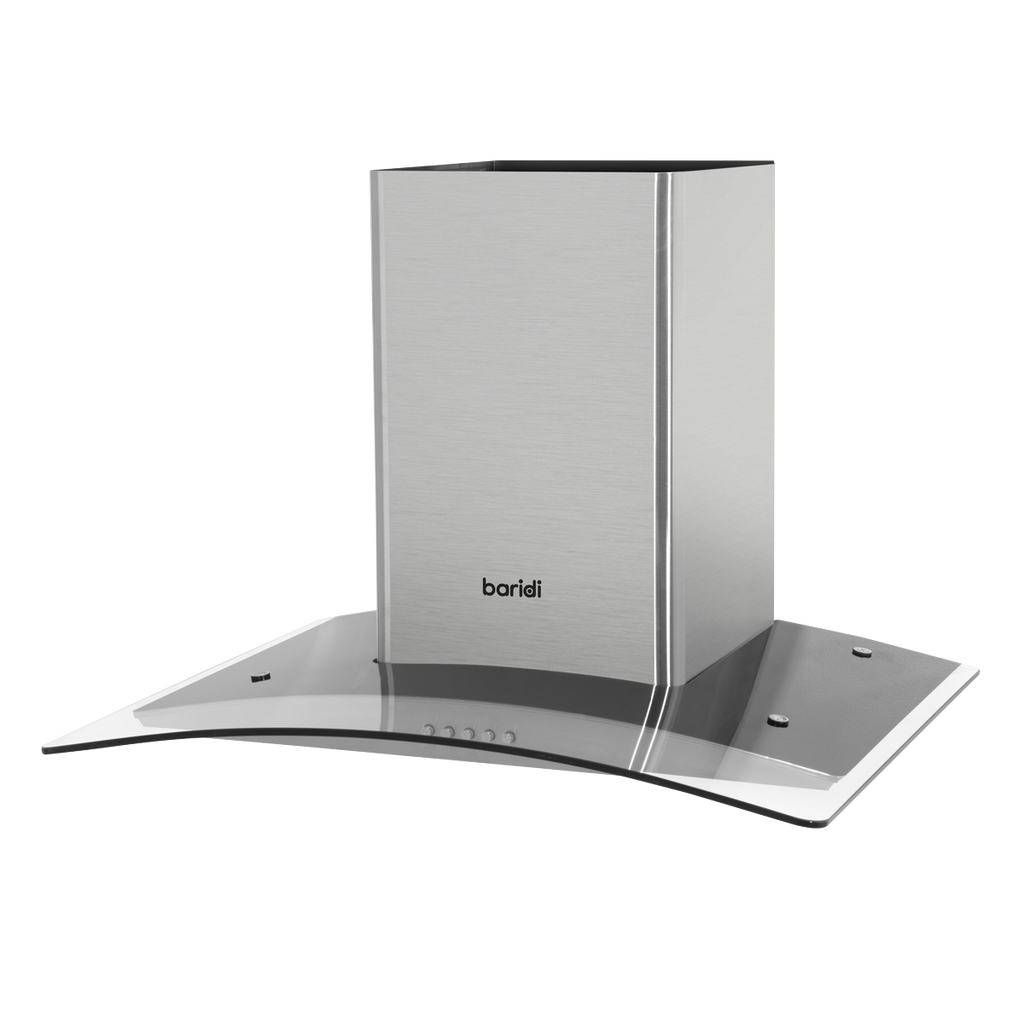 Curved Glass Cooker Hood with Carbon Filters & LED Lights 60cm - Stainless Steel DH128