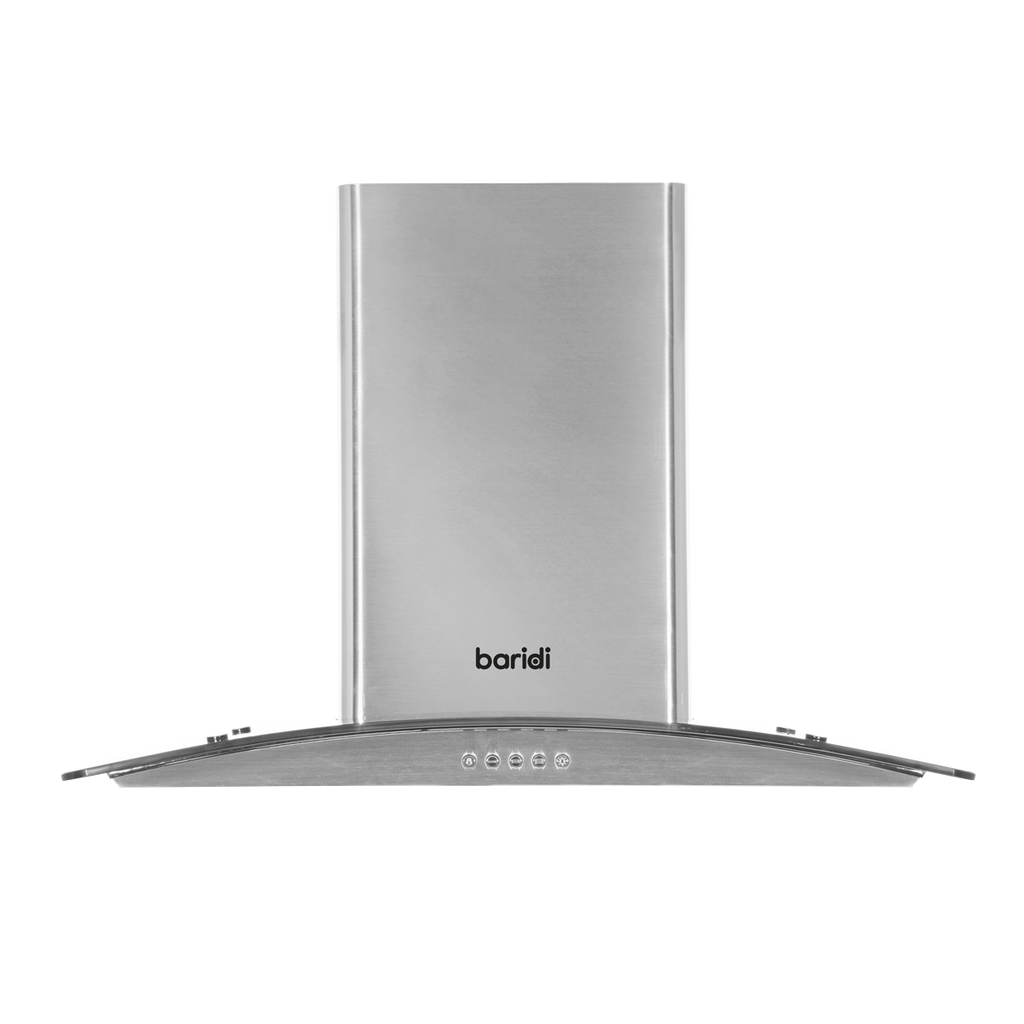 Curved Glass Cooker Hood with Carbon Filters & LED Lights 60cm - Stainless Steel DH128