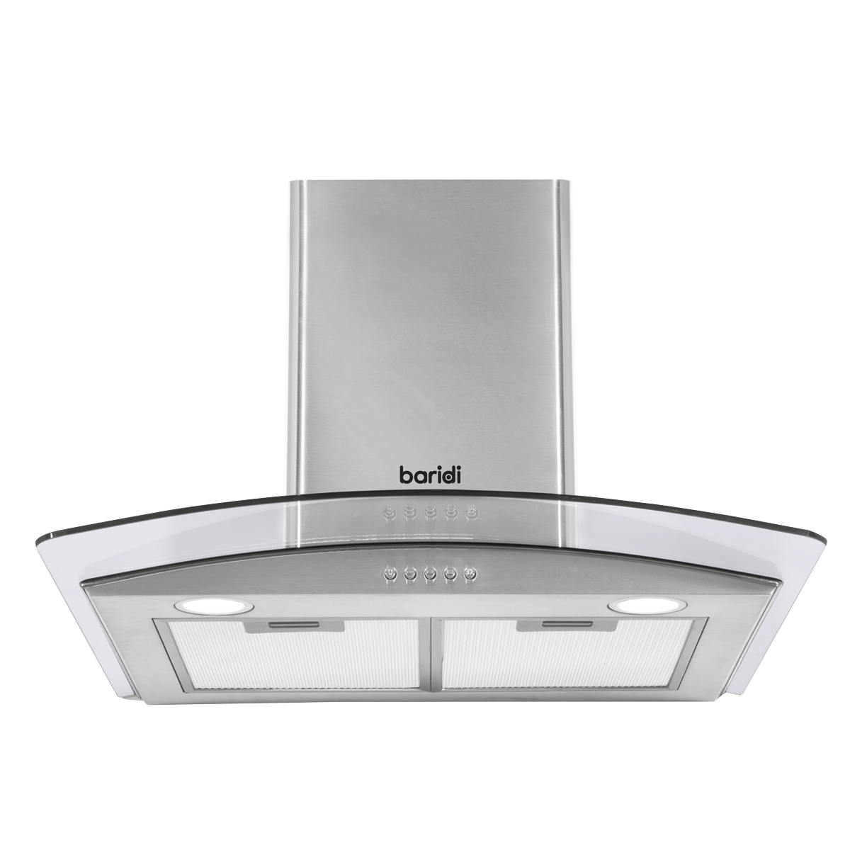 Curved Glass Cooker Hood with Carbon Filters & LED Lights 60cm - Stainless Steel DH128
