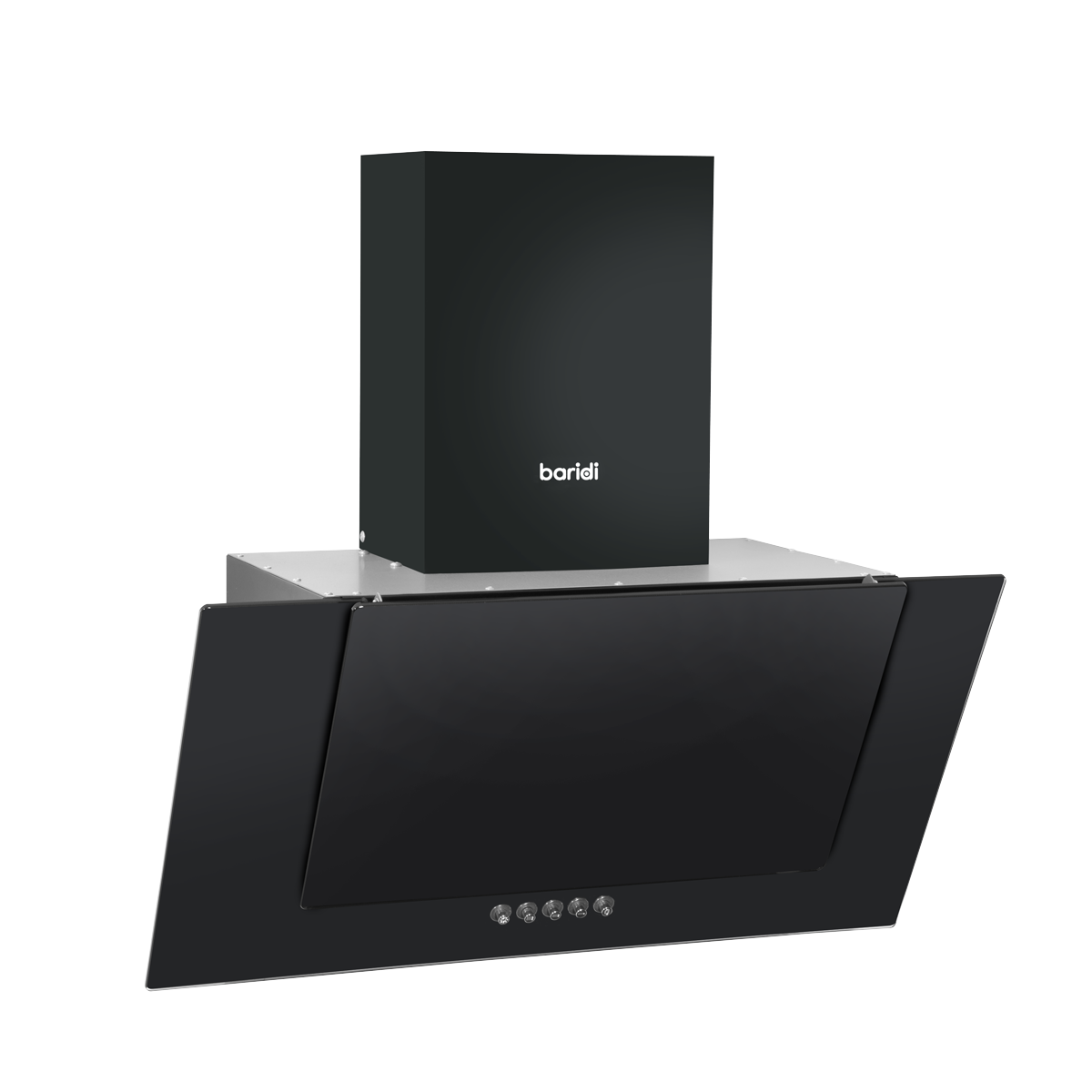 Angled Chimney Cooker Hood with Carbon Filters & LED Lamp - Black Glass DH129