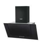 Angled Chimney Cooker Hood with Carbon Filters & LED Lamp - Black Glass DH129