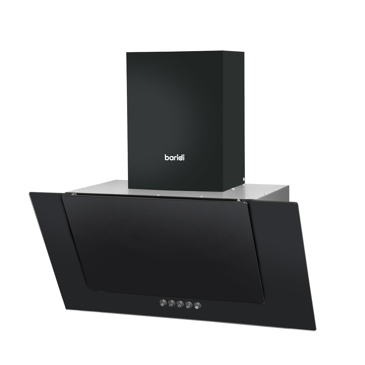 Angled Chimney Cooker Hood with Carbon Filters & LED Lamp - Black Glass DH129