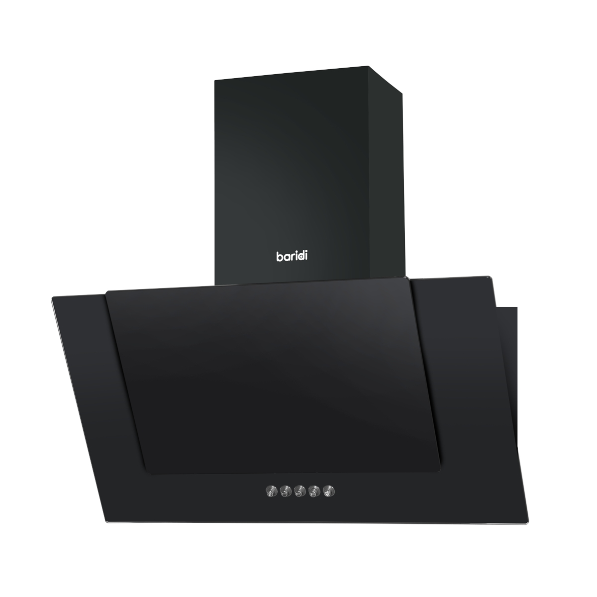 Angled Chimney Cooker Hood with Carbon Filters & LED Lamp - Black Glass DH129