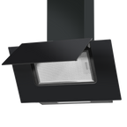 Angled Chimney Cooker Hood with Carbon Filters & LED Lamp - Black Glass DH129