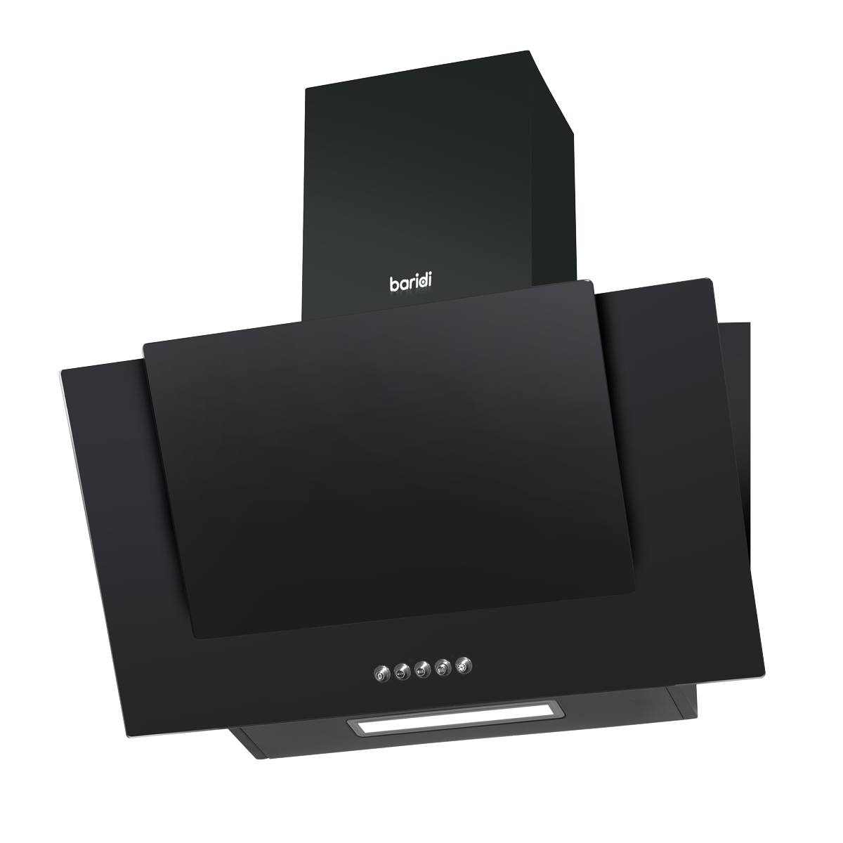 Angled Chimney Cooker Hood with Carbon Filters & LED Lamp - Black Glass DH129