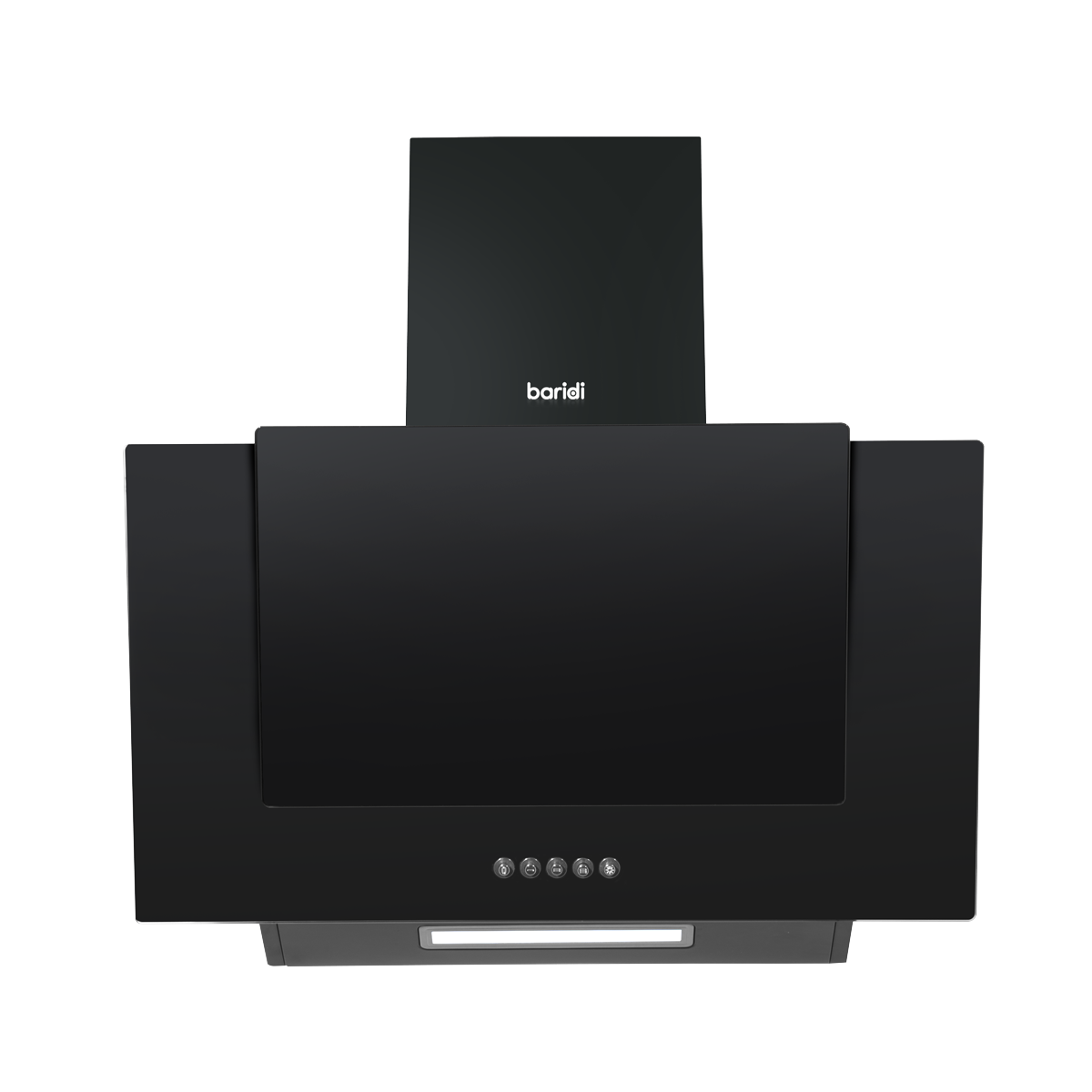Angled Chimney Cooker Hood with Carbon Filters & LED Lamp - Black Glass DH129