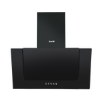 Angled Chimney Cooker Hood with Carbon Filters & LED Lamp - Black Glass DH129