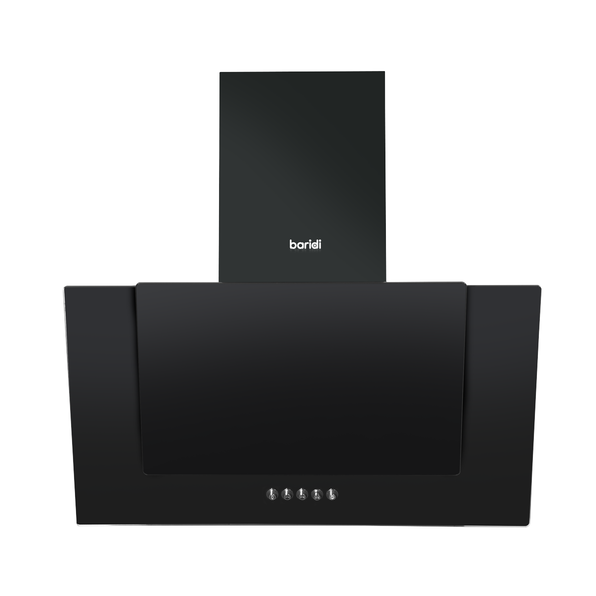 Angled Chimney Cooker Hood with Carbon Filters & LED Lamp - Black Glass DH129