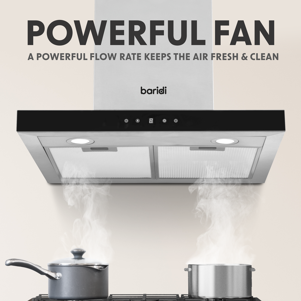 T-Shape Chimney Cooker Hood with Carbon Filters 60cm - Stainless Steel DH130