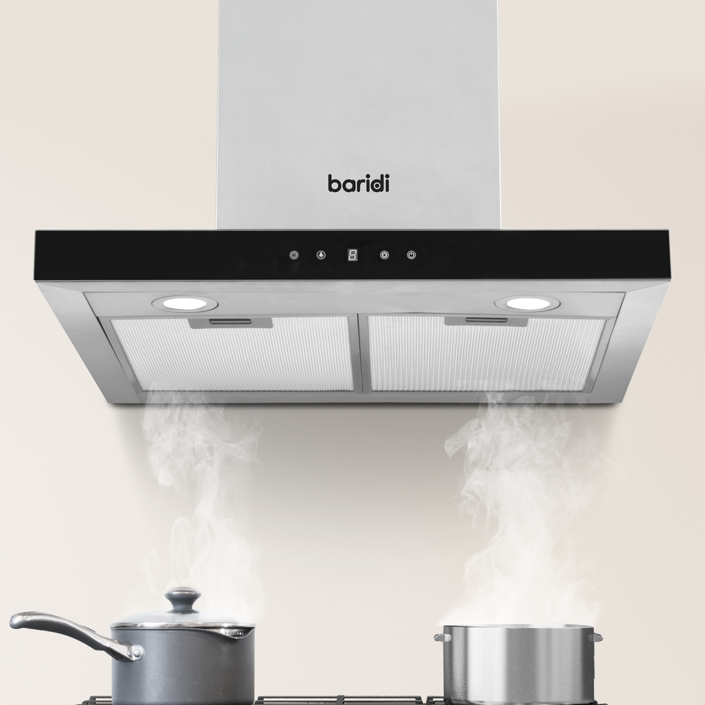 T-Shape Chimney Cooker Hood with Carbon Filters 60cm - Stainless Steel DH130