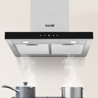 T-Shape Chimney Cooker Hood with Carbon Filters 60cm - Stainless Steel DH130