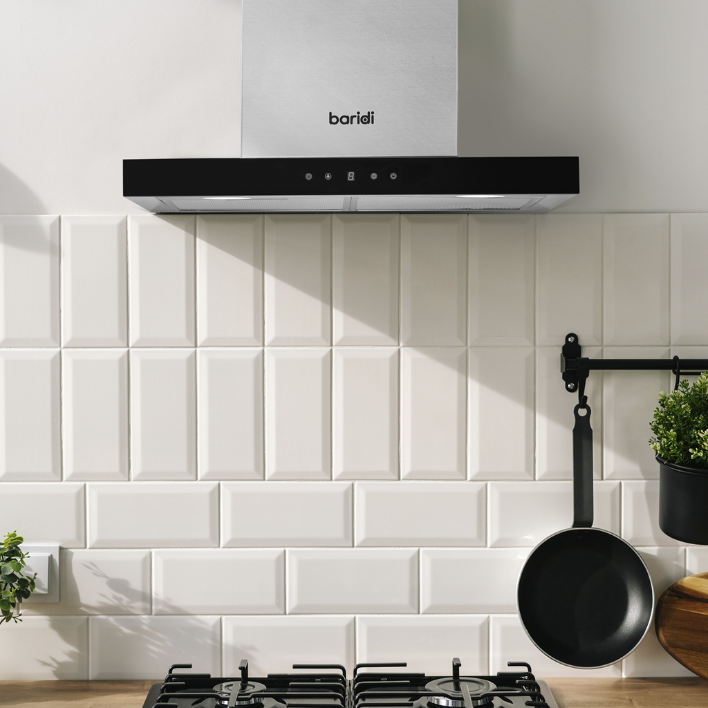 T-Shape Chimney Cooker Hood with Carbon Filters 60cm - Stainless Steel DH130