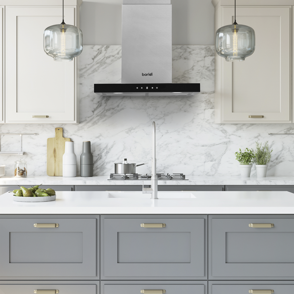 T-Shape Chimney Cooker Hood with Carbon Filters 60cm - Stainless Steel DH130