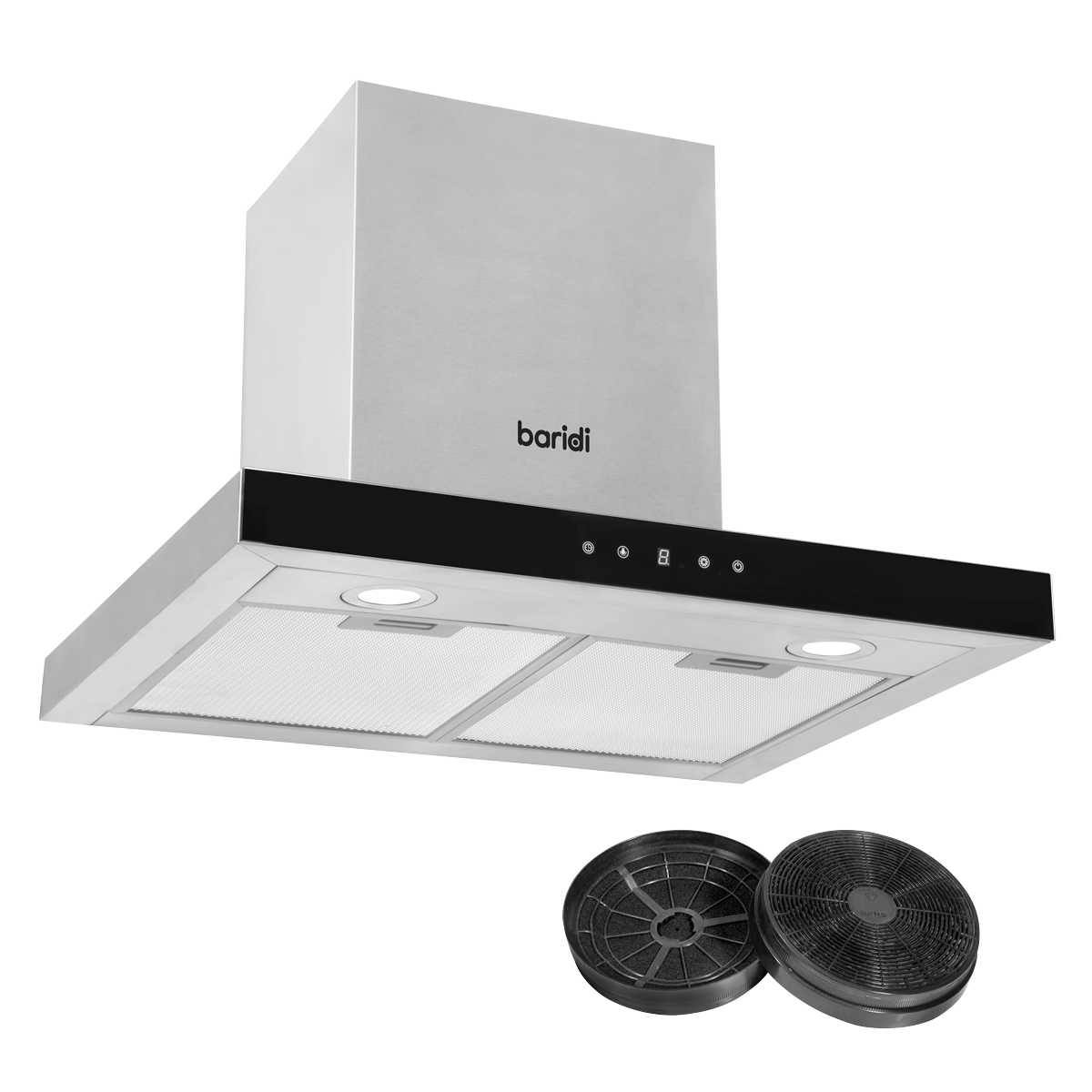 T-Shape Chimney Cooker Hood with Carbon Filters 60cm - Stainless Steel DH130