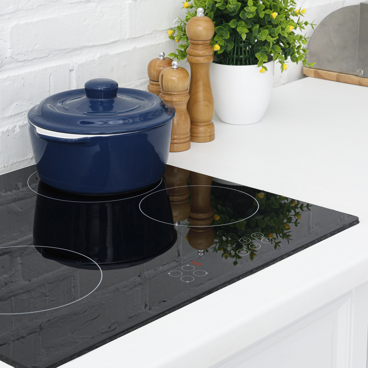 Integrated Ceramic Hob with 4 Cooking Zones 60cm - Black Glass DH131