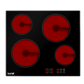 Integrated Ceramic Hob with 4 Cooking Zones 60cm - Black Glass DH131