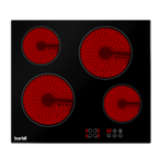 Integrated Ceramic Hob with 4 Cooking Zones 60cm - Black Glass DH131