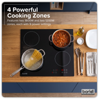Integrated Ceramic Hob with 4 Cooking Zones 60cm - Black Glass DH131