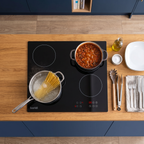 Integrated Ceramic Hob with 4 Cooking Zones 60cm - Black Glass DH131
