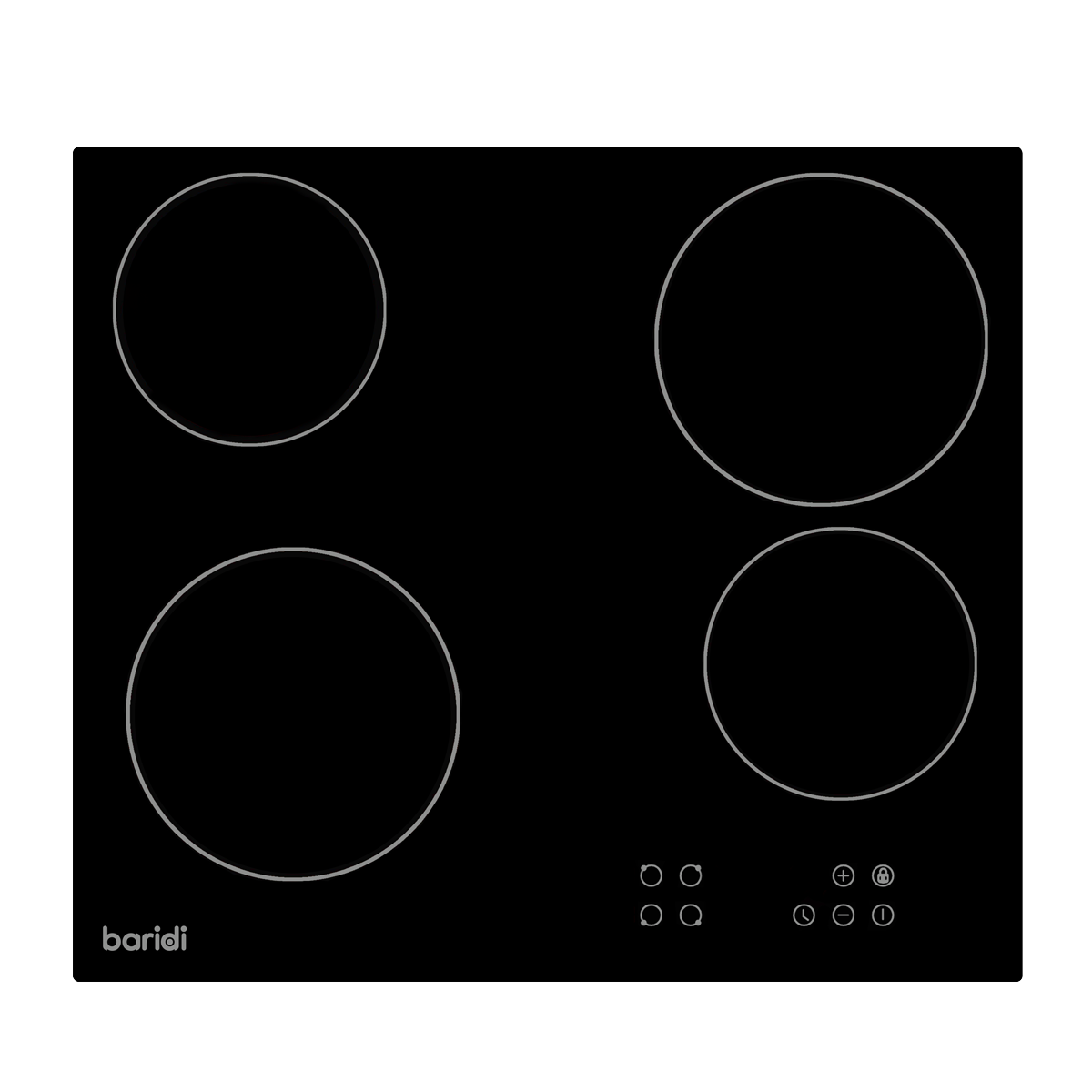 Integrated Ceramic Hob with 4 Cooking Zones 60cm - Black Glass DH131