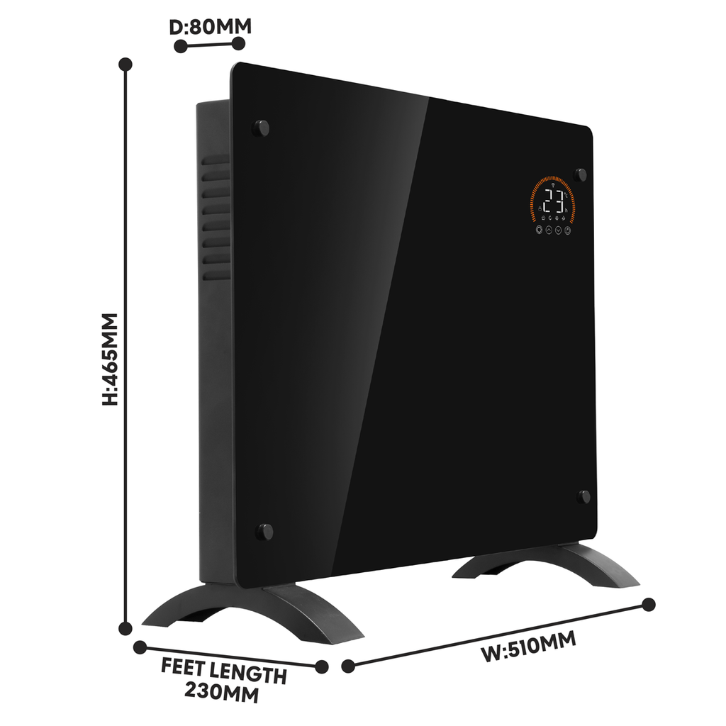 Electric Glass Panel Heater 1000W/230V - Black DH135