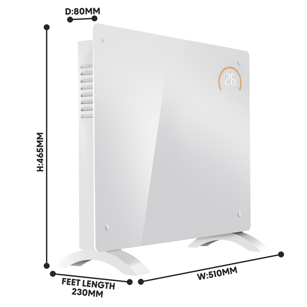 Electric Glass Panel Heater 1000W/230V - White DH136