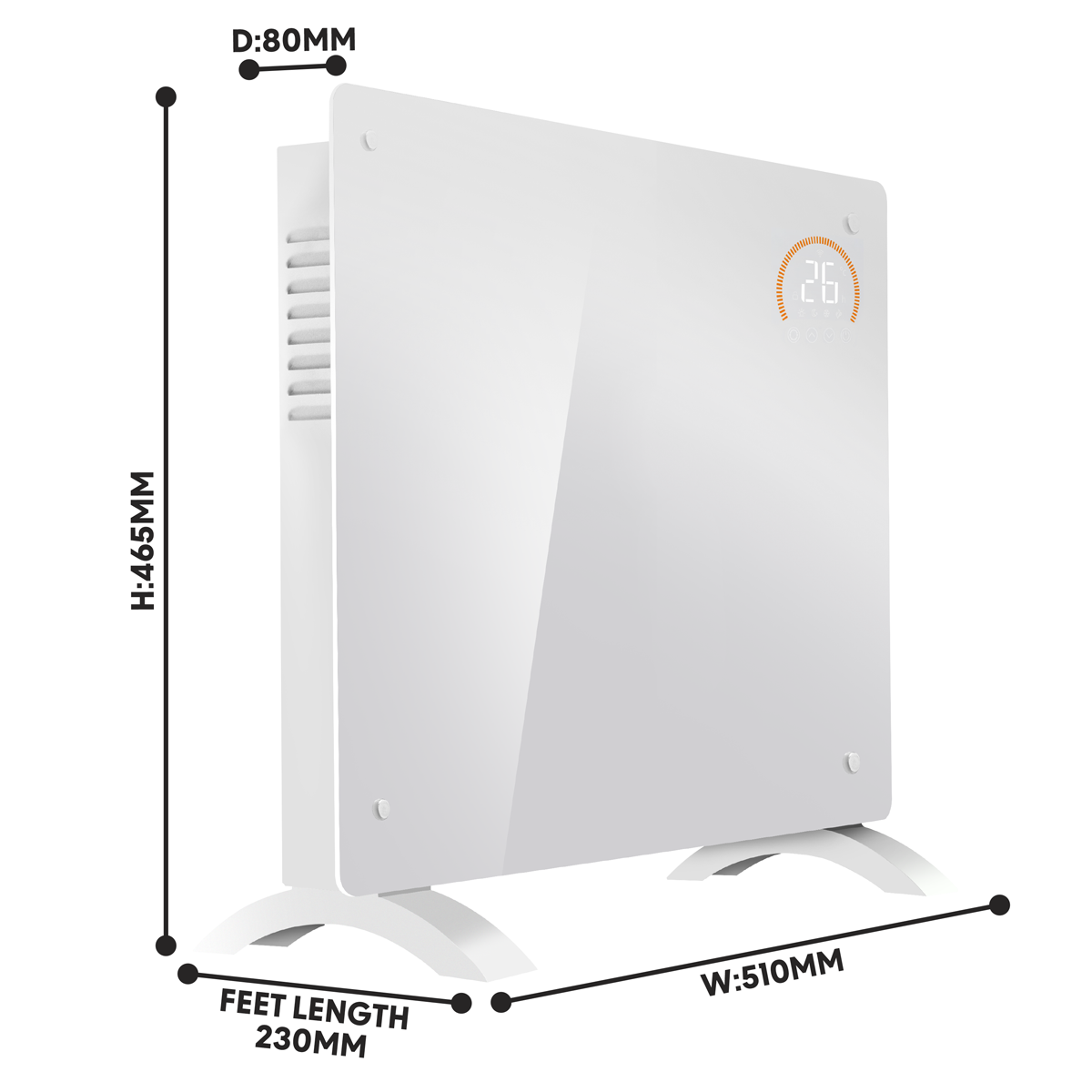 Electric Glass Panel Heater 1000W/230V - White DH136